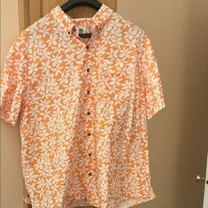 Men's DXL HB  Orange Floral Button Down Shirt